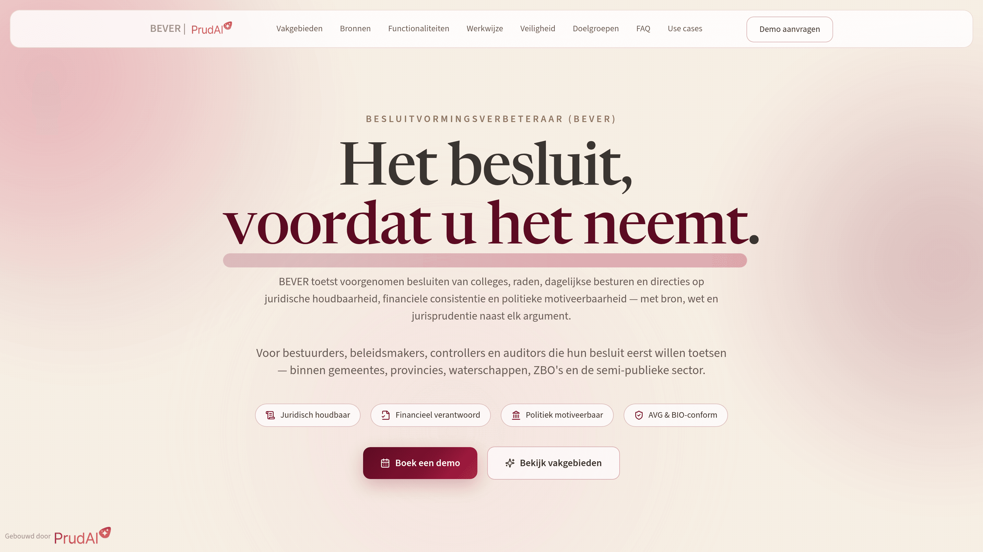 Besluitvormingsverbeteraar (Bever) landing page preview