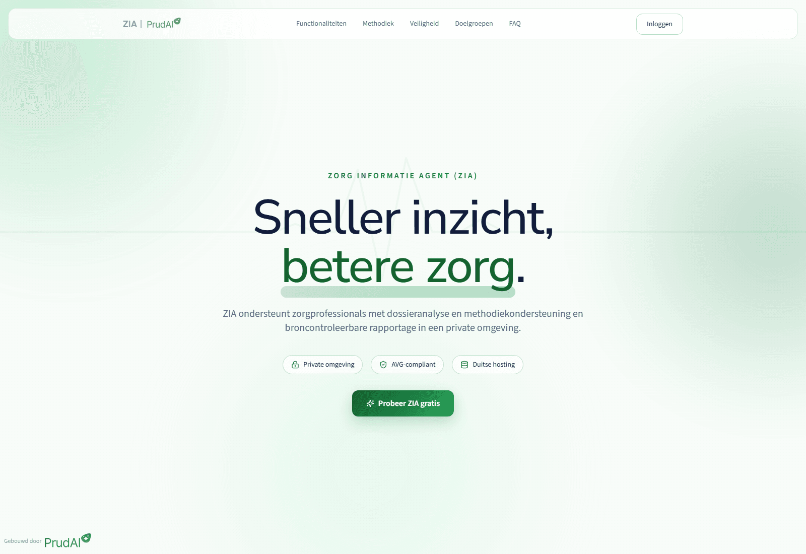 ZIA landing page preview