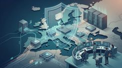 Illustration of secure European AI infrastructure focused on data control and sovereign AI.